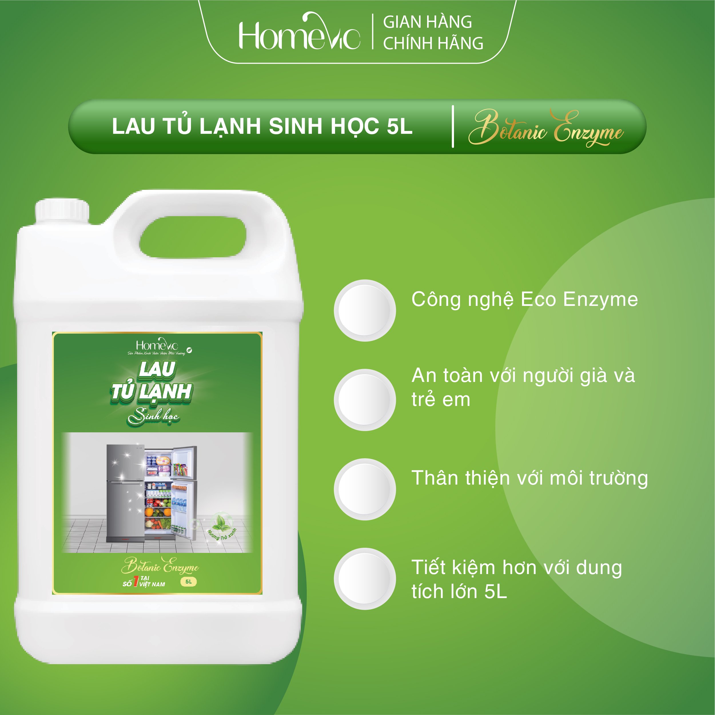 Lau tủ lạnh sinh học Botanic Enzyme 5L