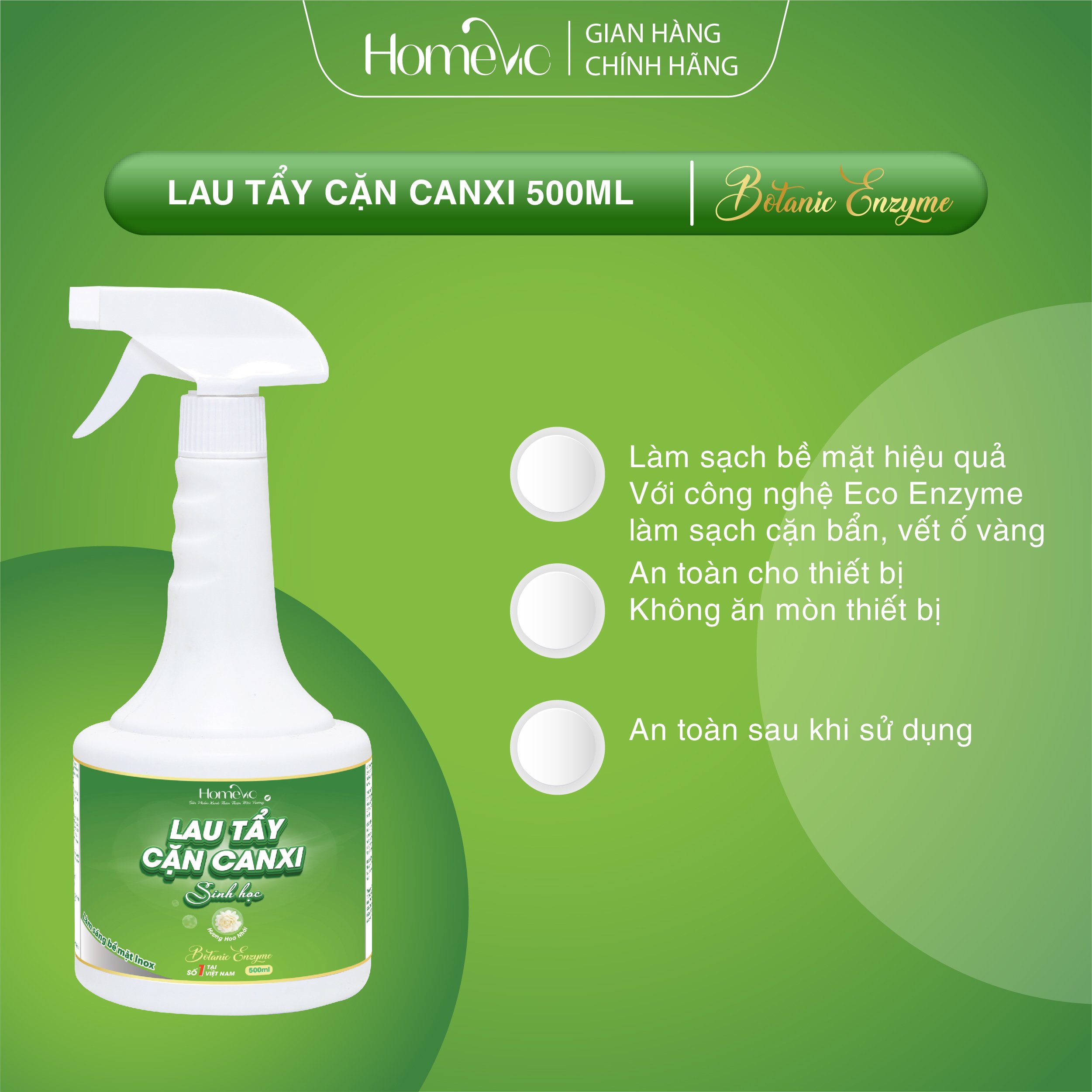 Lau tẩy cặn canxi sinh học Botanic Enzyme 500ml